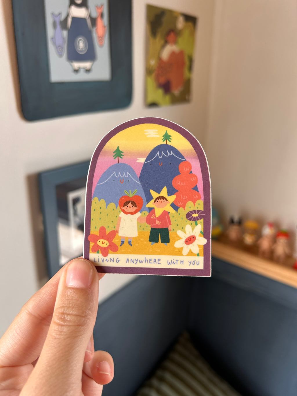 sticker "living anywhere with you"