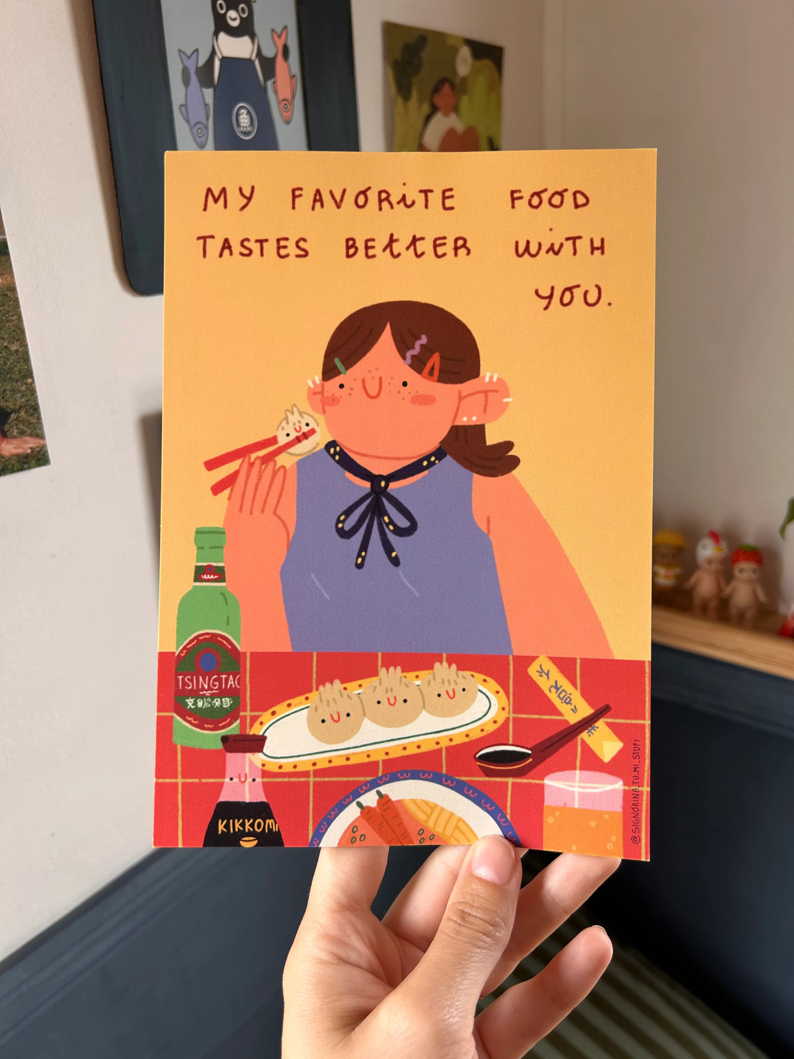 Illustrazione " il cibo e` piu` buono assieme"