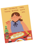 Illustrazione " il cibo e` piu` buono assieme"